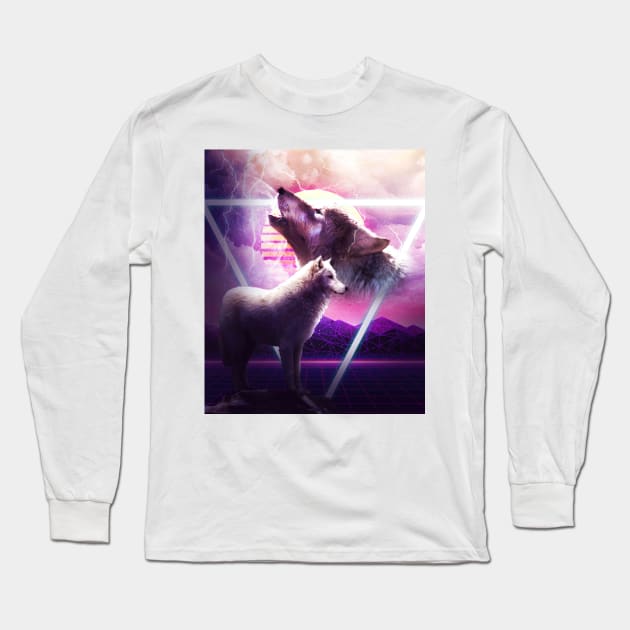 Trippy Wolf Rave Long Sleeve T-Shirt by Random Galaxy